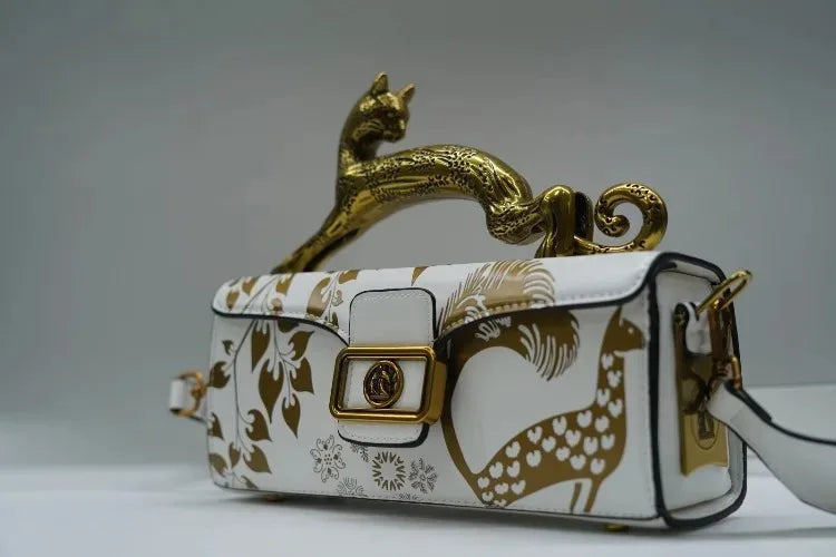 Elegant Gold Leaf Box Clutch Bag for Women