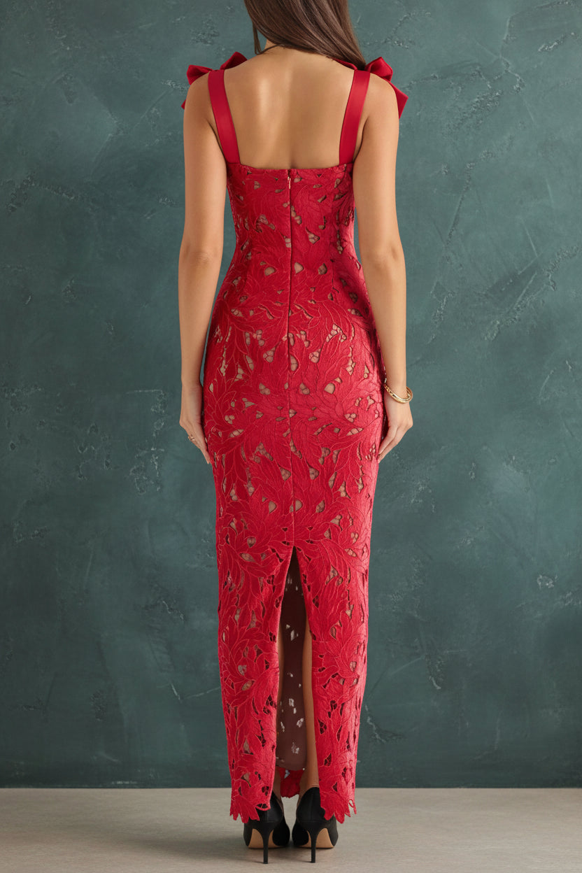 Slit Tie Shoulder Maxi Dress - Eloria