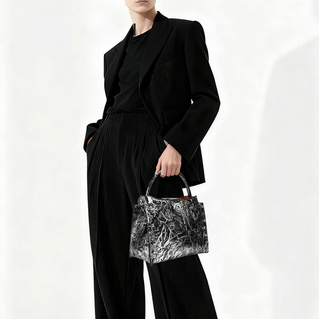 Top Grain Cowhide Leather Rivet Crossbody Bag