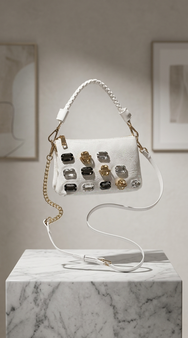 Diamond Leather Crossbody Shoulder Bag
