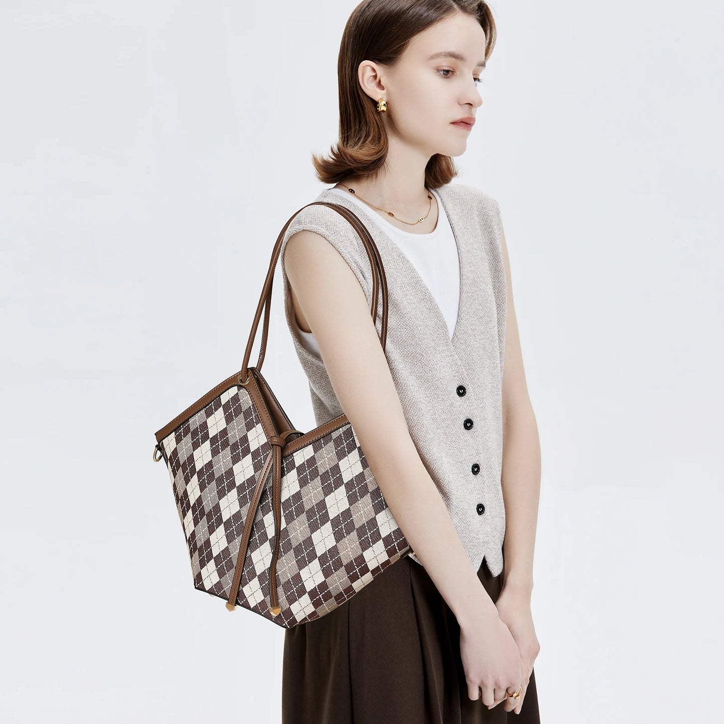 FOXER Women’s Large Plaid Tote Bag 2026