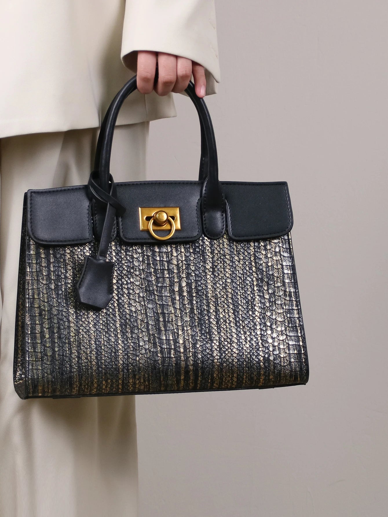Patent Leopard Print Tote Bag