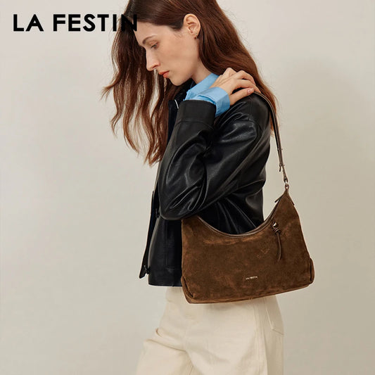 LA FESTIN Large Suede Crossbody Bag