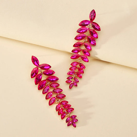 Leaf Shiny Glss Decor Dangle Drop Earrings