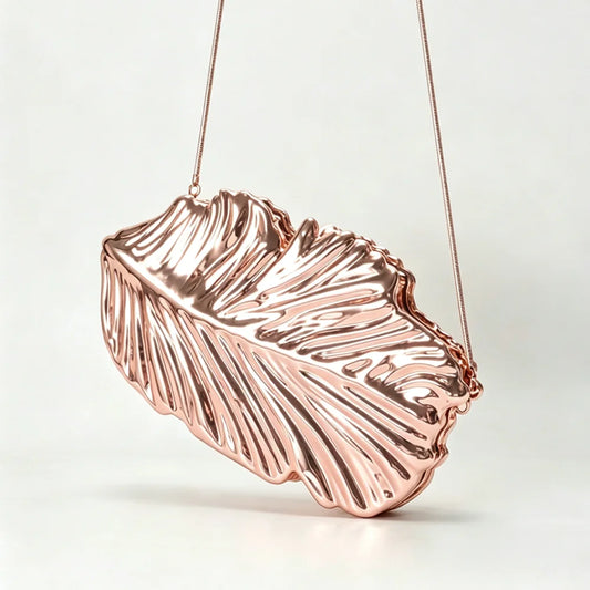 Golden Leaf Acrylic Clutch Bag