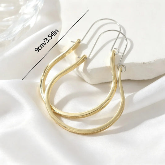 Stylish Big Gold Color Teardrop Hoop Earrings - Minimalist Design For All Occasions Women's Chic Jewelry