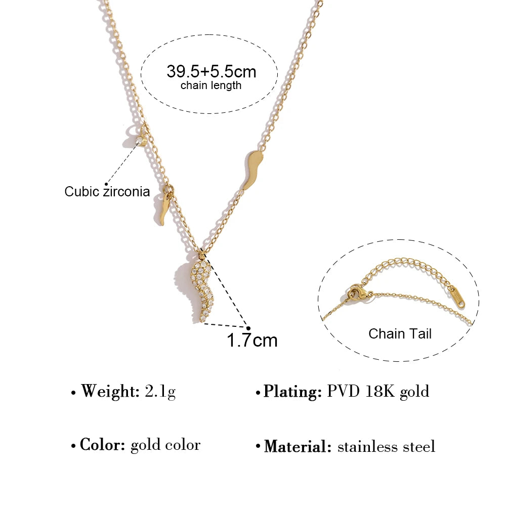 Cubic Zirconia Chili Pendant Necklace