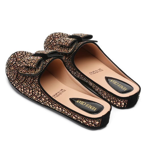Nigeria Gold Color Half Shoes Comfortable Party Slippers Elegant