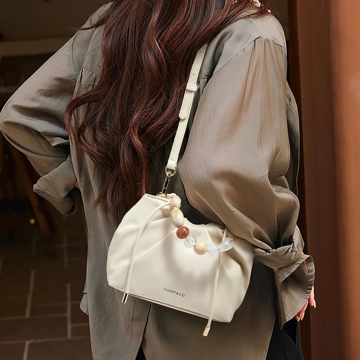 FOXER Beaded Cloud Shoulder Bag