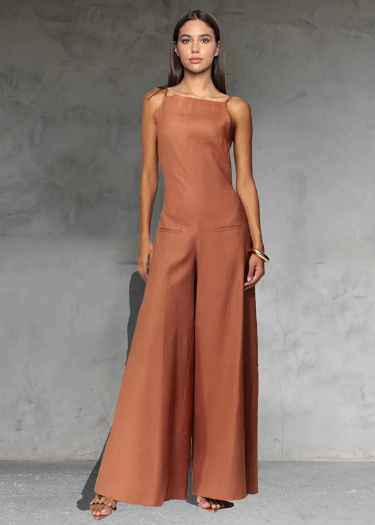 Elegant Summer Jumpsuit Lady Romper Wide Leg Overall Casual
