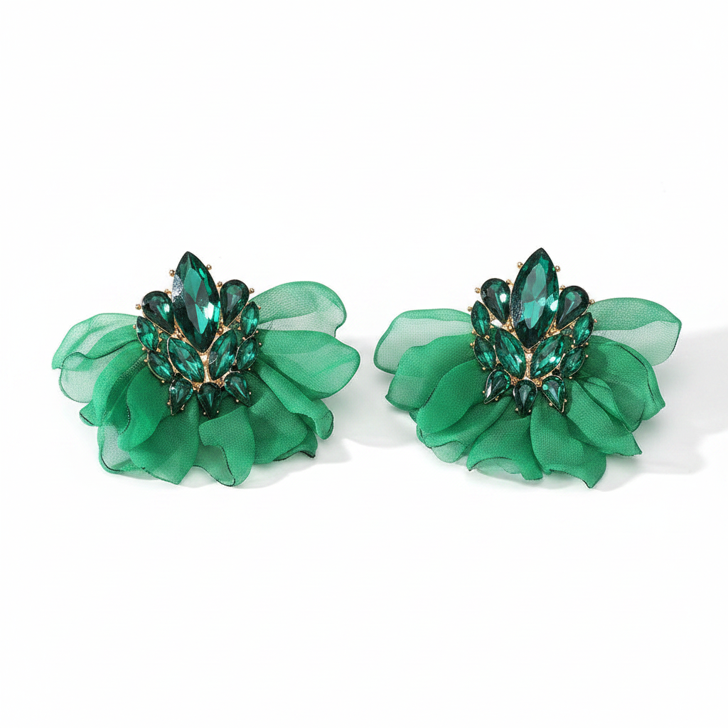 Exaggerated Bohemian Big Earrings Charming Elegant Ethnic Handmade Fabric