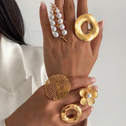 Pearl Flower Leaf Ring