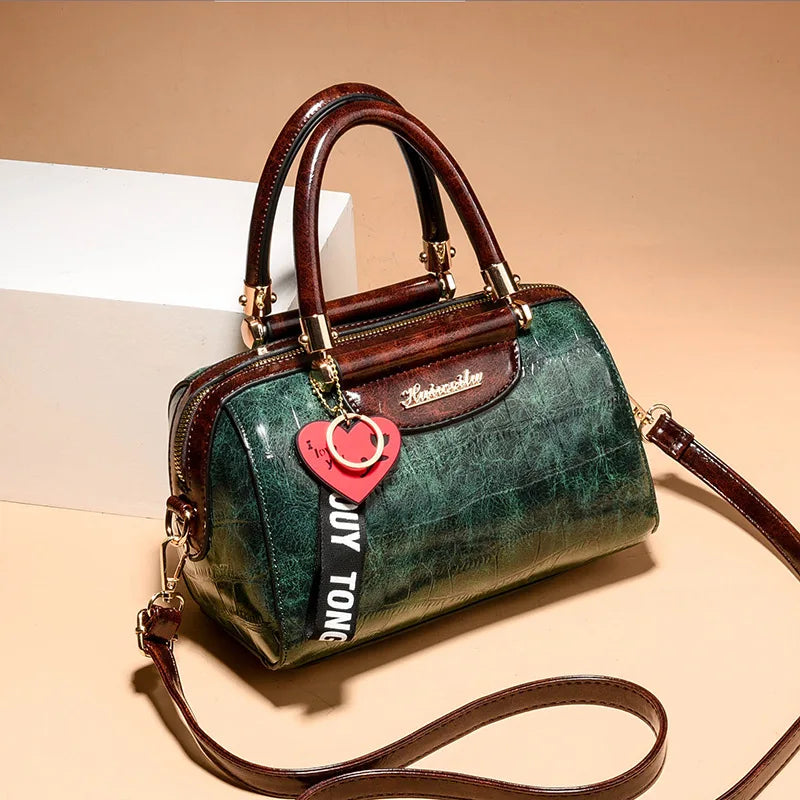 Classic Crocodile Leather Messenger Tote Bag
