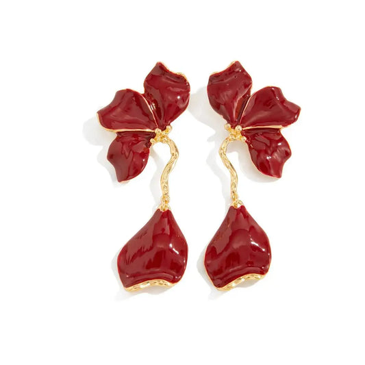 Elegant Oil Drop Petals Pendant Earrings Classic Luxury Irregular