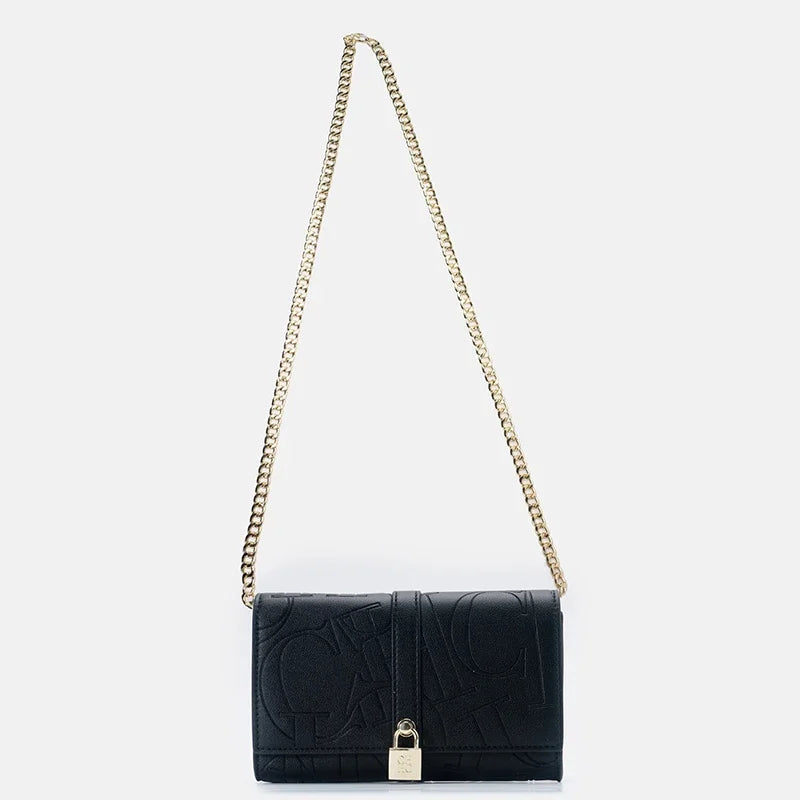 Chain Bag PU Material Solid Color Big Letter Print