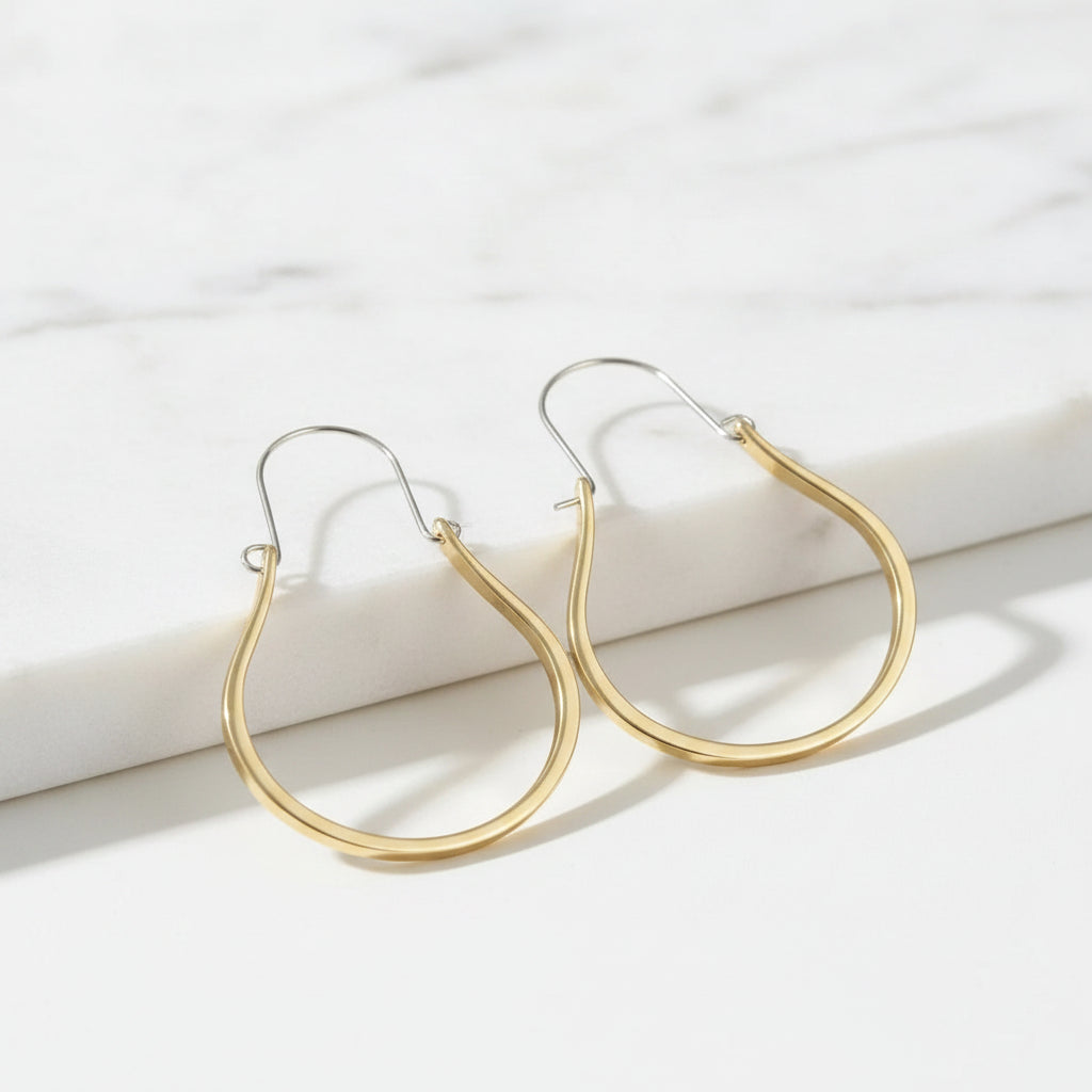 Stylish Big Gold Color Teardrop Hoop Earrings - Minimalist Design For All Occasions Women's Chic Jewelry
