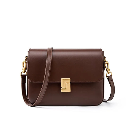 Genuine Cowhide Leather Small Square Crossbody Bag 2026