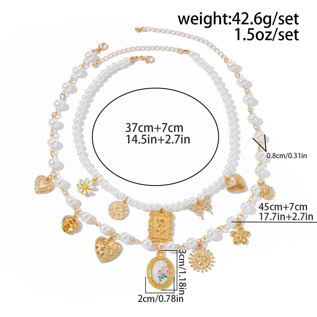Butterfly Heart Pearl Necklace Set