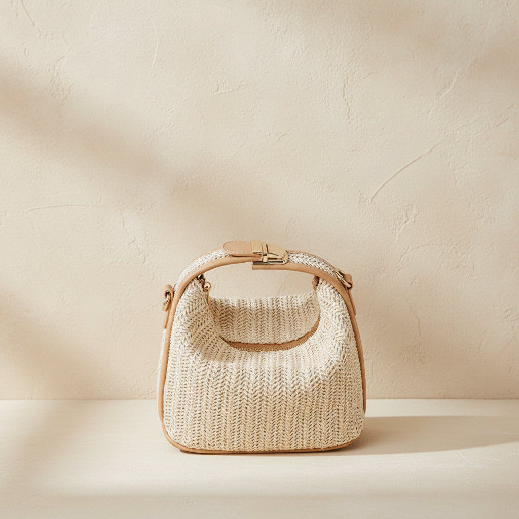 Summer Small Straw Handbag Shoulder Bag Woven Bucket Crossbody