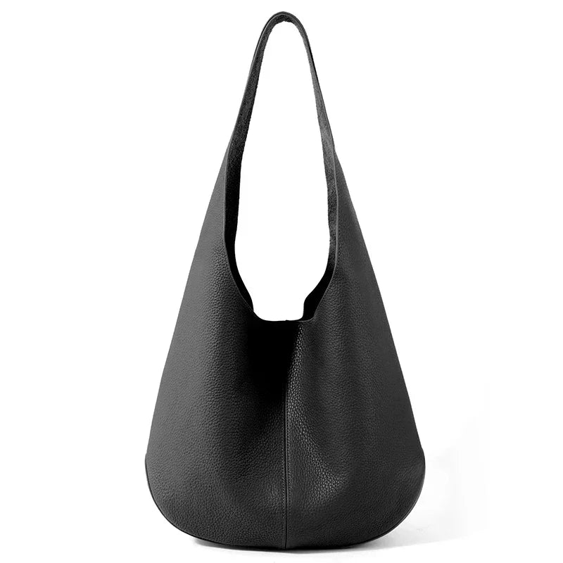Genuine Cowhide Slouchy Hobo Tote Bag