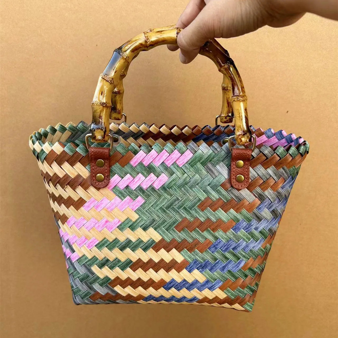 Retro Woven Dachshund Tote Beach Bag