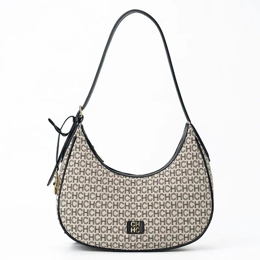 Shoulder Bag Monogram Print Chic Retro Bag Spacious Capacity