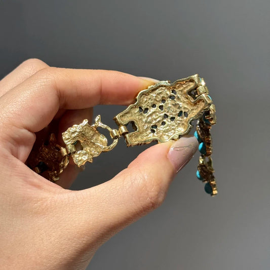 Vintage Turquoise Leaf Charm Bracelet