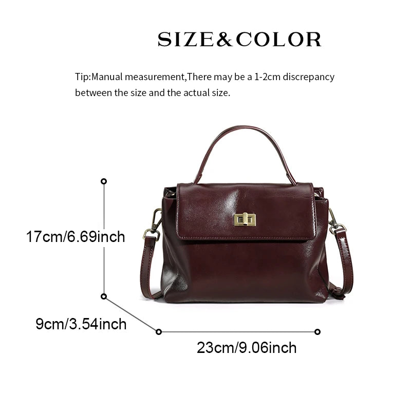 Genuine Leather Oil Wax Satchel Bag