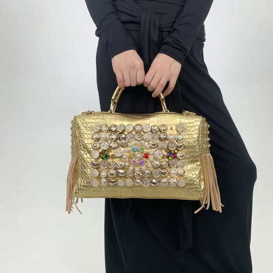 Ladies' fashion, light luxury, elegant banquet handbag, gorgeous diamond jewelry, pearl single shoulder crossbody bag