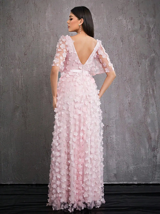 Beaded Heart Neck Formal Ball Gown
