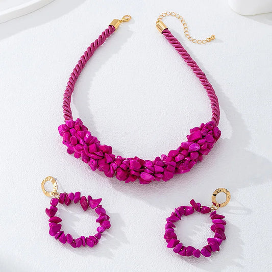 Rose Red Stone Jewelry Set