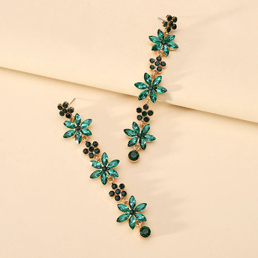 Romantic Shiny Glass Flower Dangle Drop Earrings