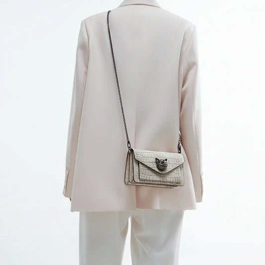 Chain Leather Clutch Bag