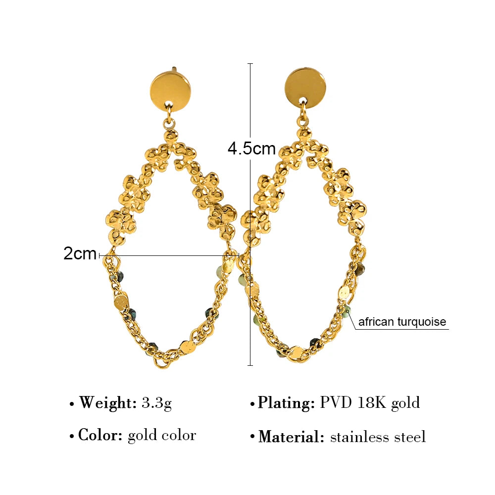 Stone Chain Dangle Earrings