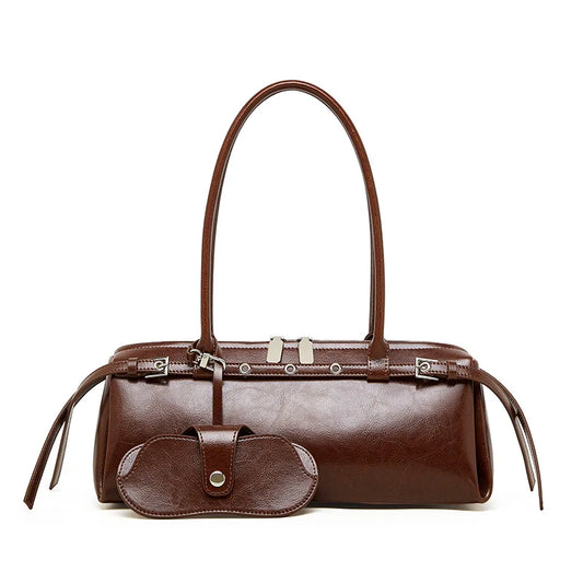 Vintage Cowhide Leather Long Shoulder Bag