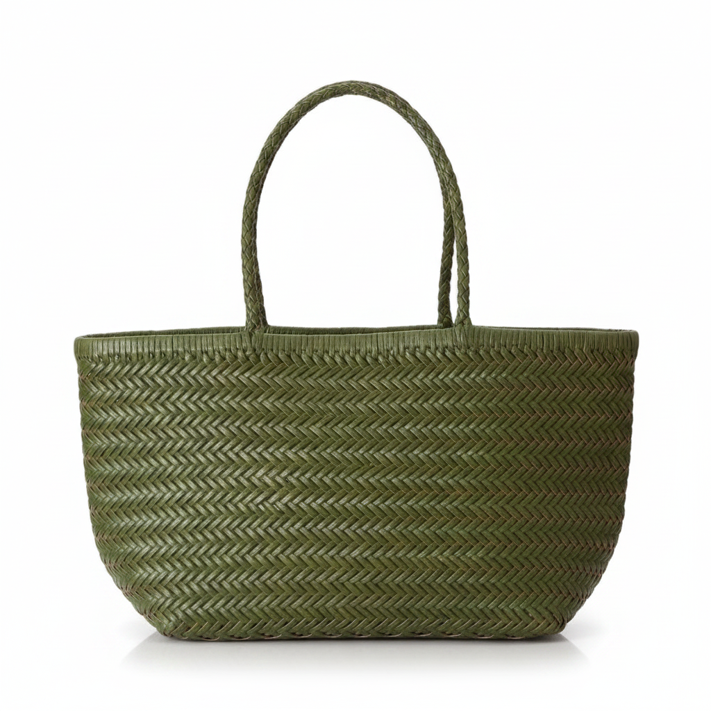 Genuine Leather Woven Tote Bag