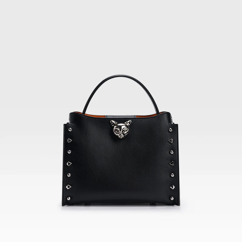 Top Grain Cowhide Leather Rivet Crossbody Bag