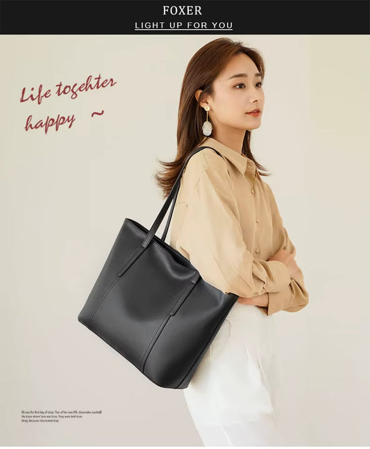 FOXER Large Leather Tote Bag