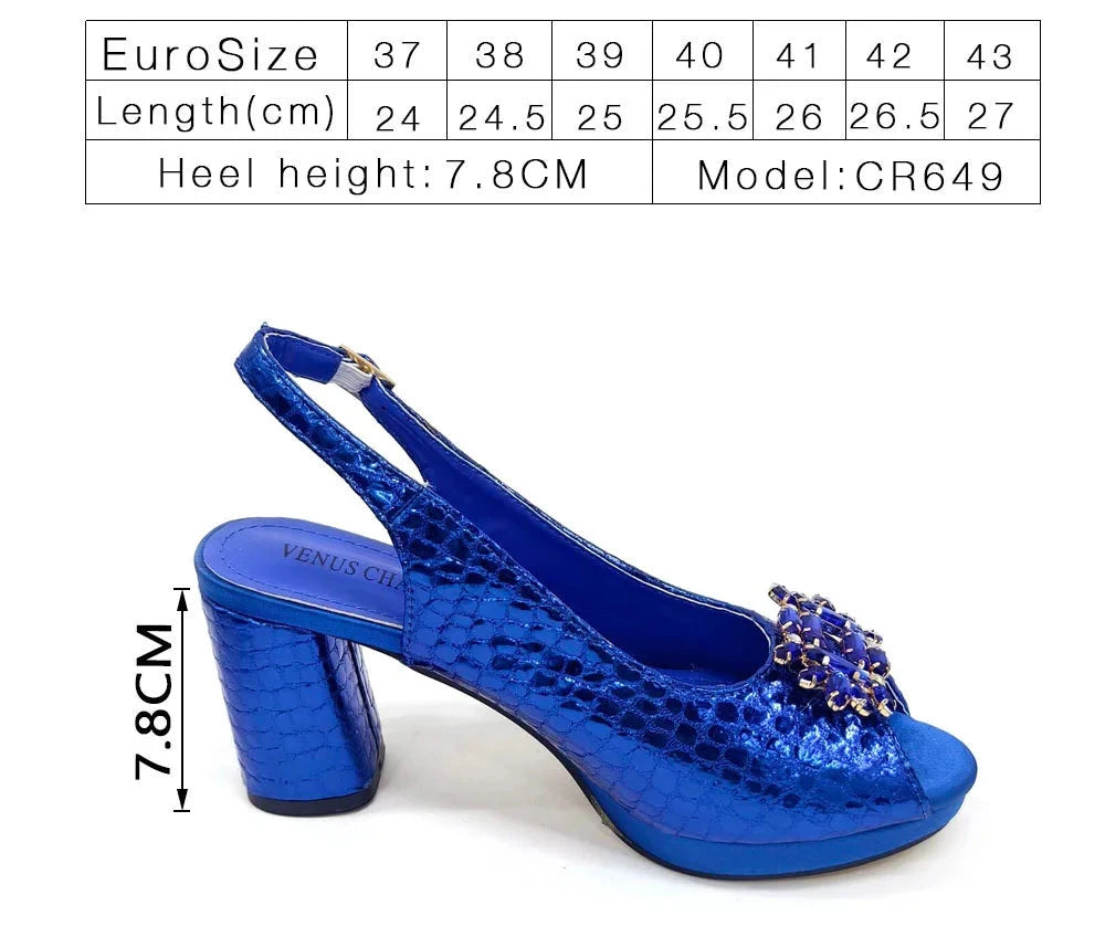 Italian Design Rhinestone-encrusted Party Shoes and Special Bag High