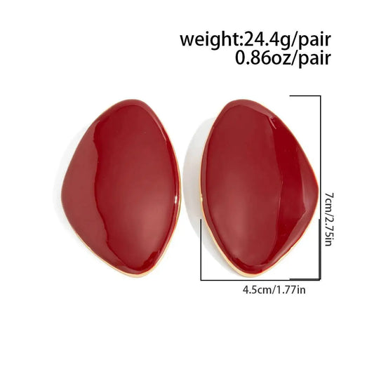 6 Colors Geometric Large Stud Earrings Vintage Drip Oil