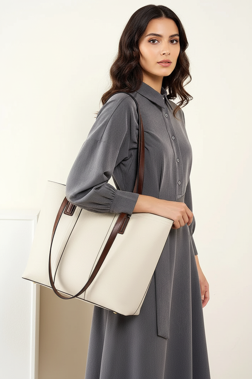 Zency Genuine Leather Large Work Tote Bag