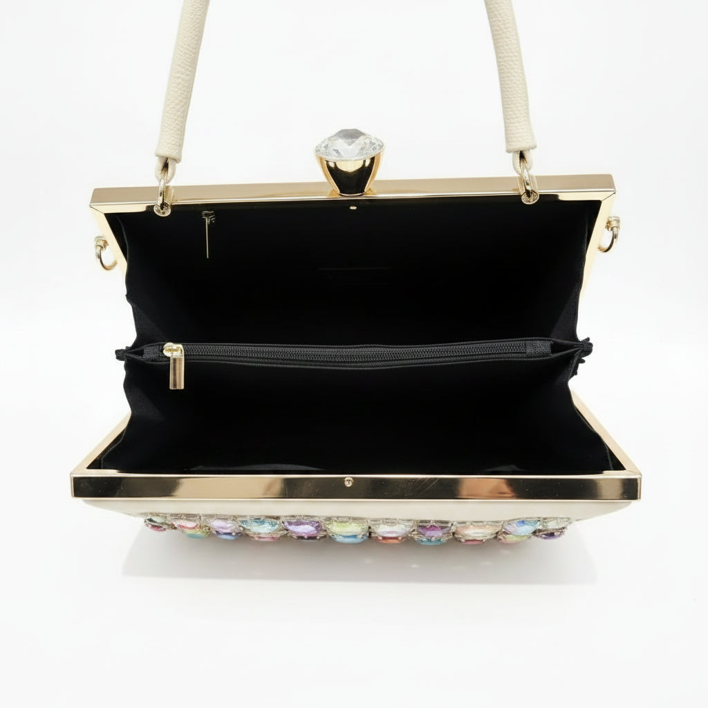 Diamond Embellished Vegan Leather Crossbody Handbag