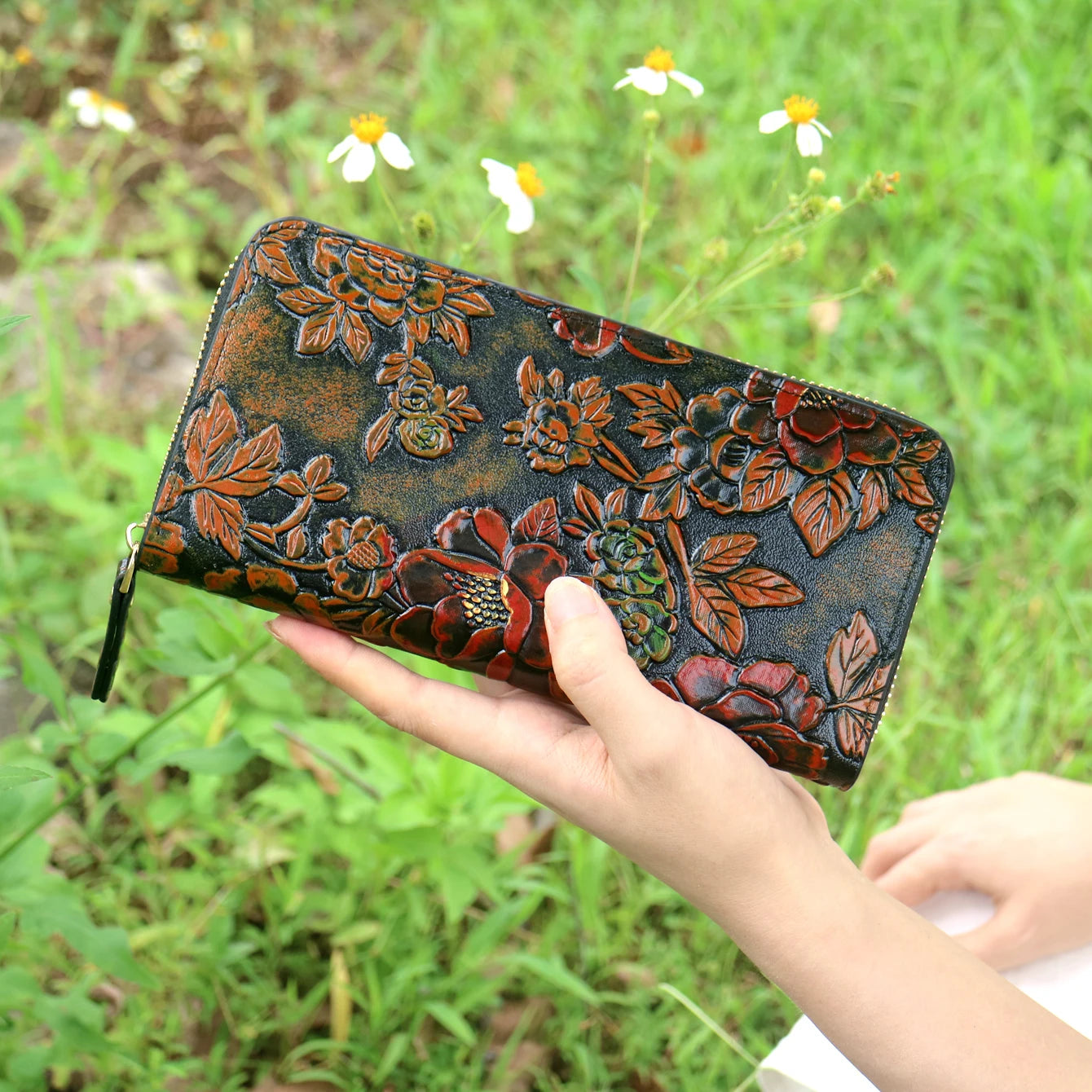 Wallet Large Capacity Card Holder Purse Floral Leather Wallets