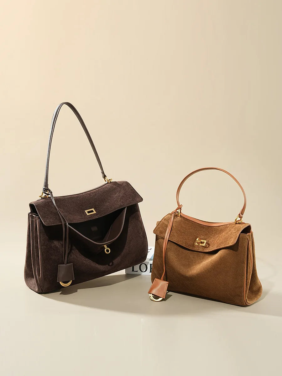 Suede Leather Large Capacity Tote Bag