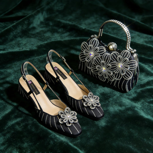 Party Shoes and Bag Heel Decoration Pure Elegant Flower