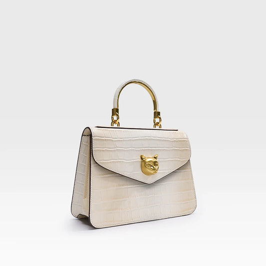 Crocodile Leather Top Handle Bag