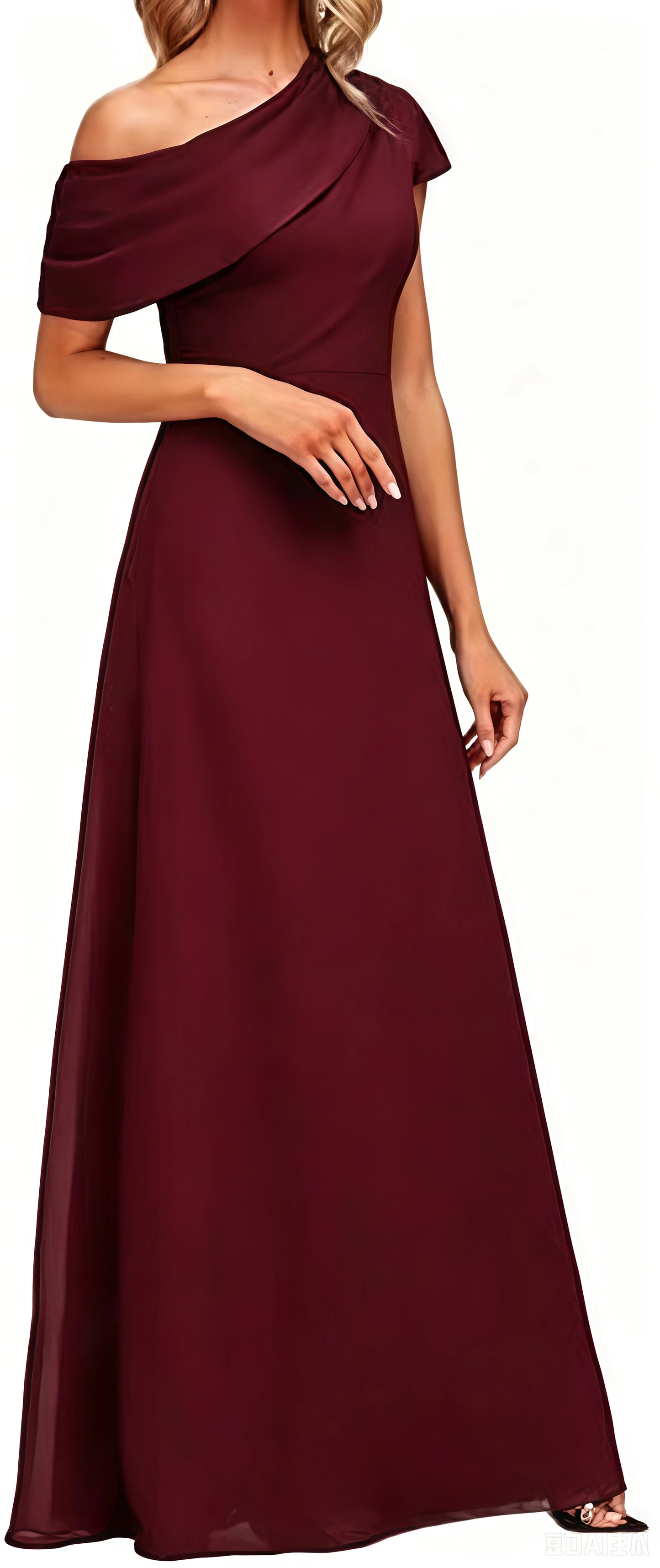 Women's Formal Mother of The Bride Dress Long Floor Length One Shoulder Evening Gown for Wedding Party Cocktail Garden Prom Ball
