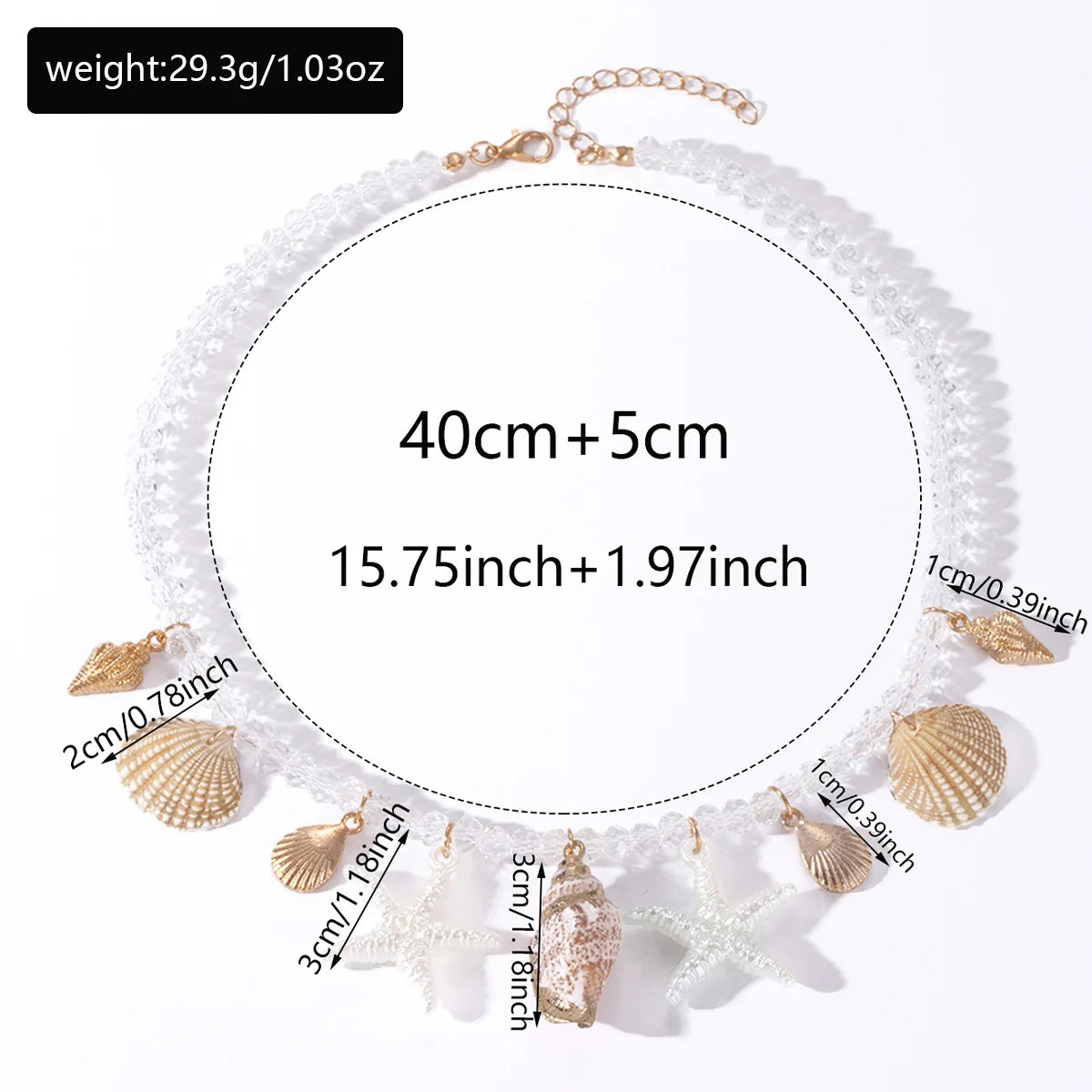 Shell, Starfish & Conch Beaded Necklace