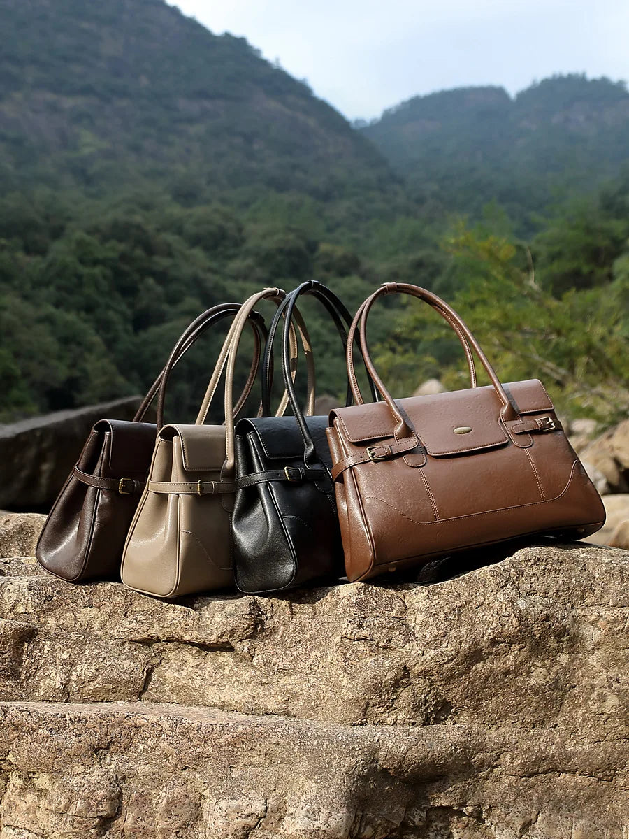 YANATARI Leather Large-Capacity Tote Bag