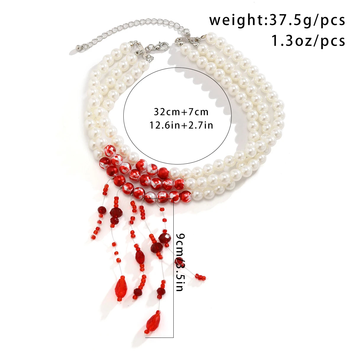 Gothic Red Crystal Tassel Necklace